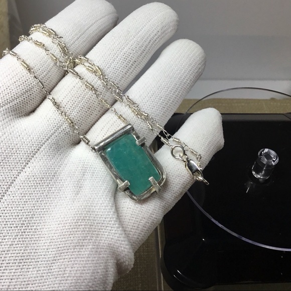 Adorable amazonite pendant , dainty sterling chain - Picture 8 of 8